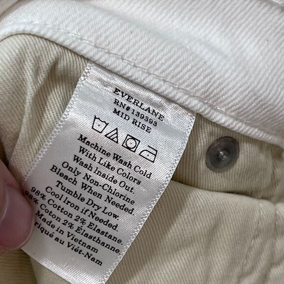 Everlane The Organic Cotton Pant Mid Rise Straight Leg White Women's 30 Tall - Picture 7 of 7